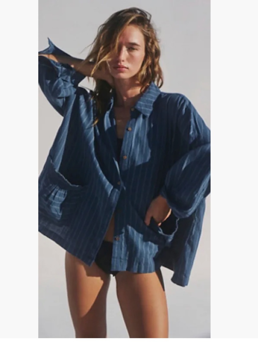 Free people oversized Boho Linen blend Button Down Size S - Just like Me shirt
